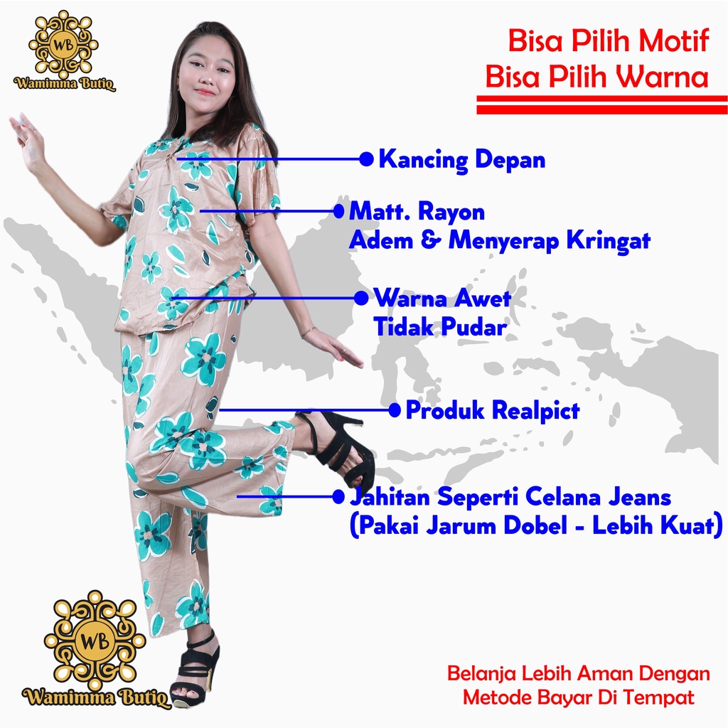 stelan batik kencana ungu stelan batik panjang stelan batik busui lengan pendek stelan baju tidur stelan celana oneset batik