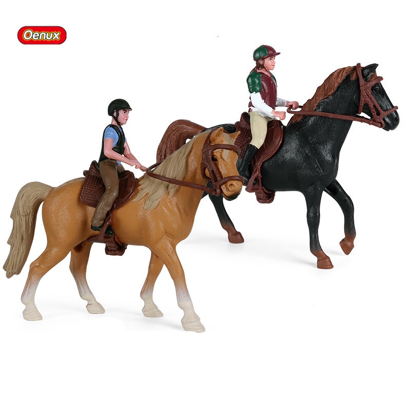 Oenux Farm Animals Horse Model Simulation Steed Horseman Equestrian Knight Rider People Action Figur