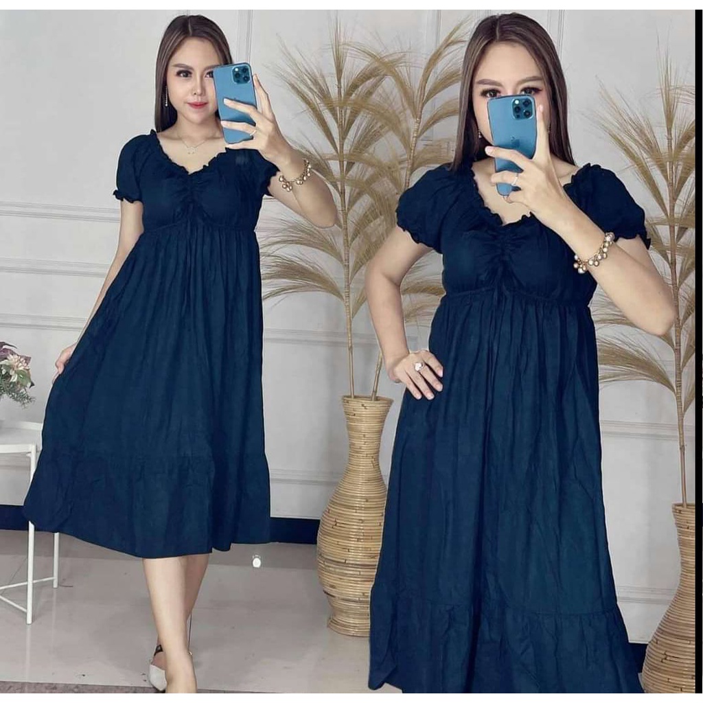 DASTER KEKINIAN KERUT DADA BAHAN RAYON PREMIUM / BAJU TIDUR / DRESS ATASAN SANTAI WANITA