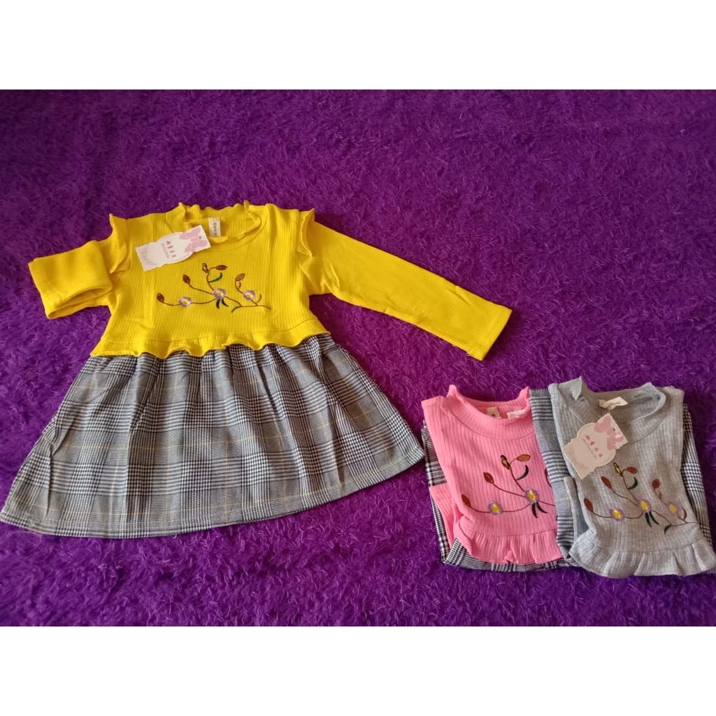Dress Anak Perempuan Dress Putri Lengan Panjang Fashion Anak Impor Usia 2-3tahun