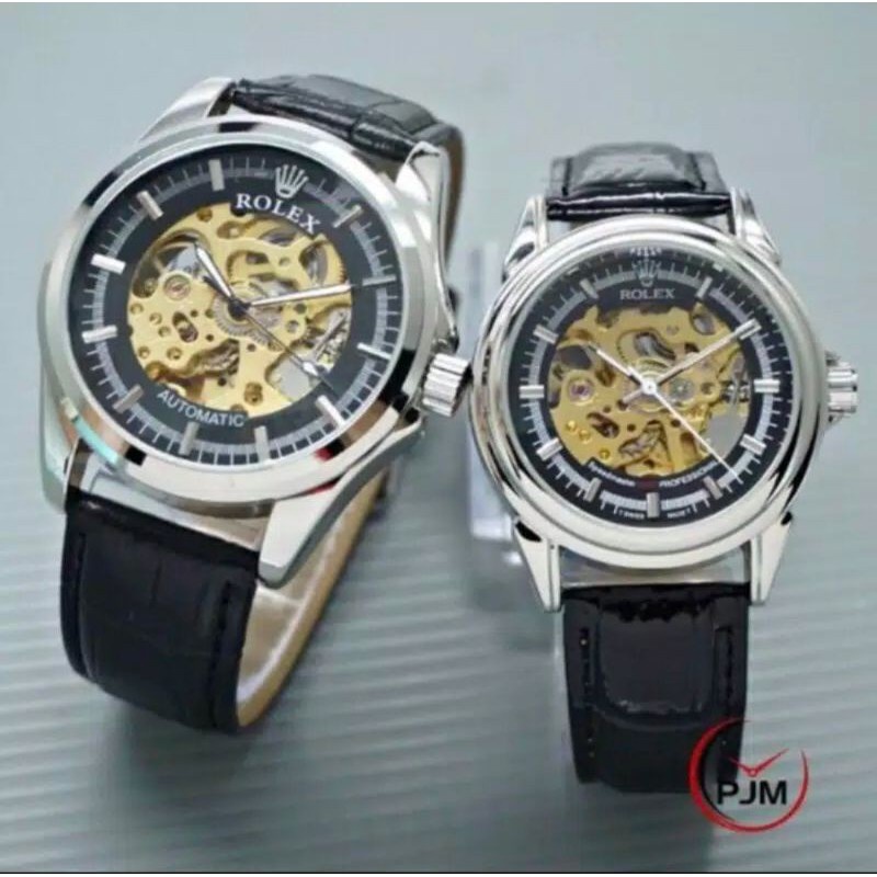 NEW  Jam Tangan Couple Rolex Premium Automatic Tali Kulit