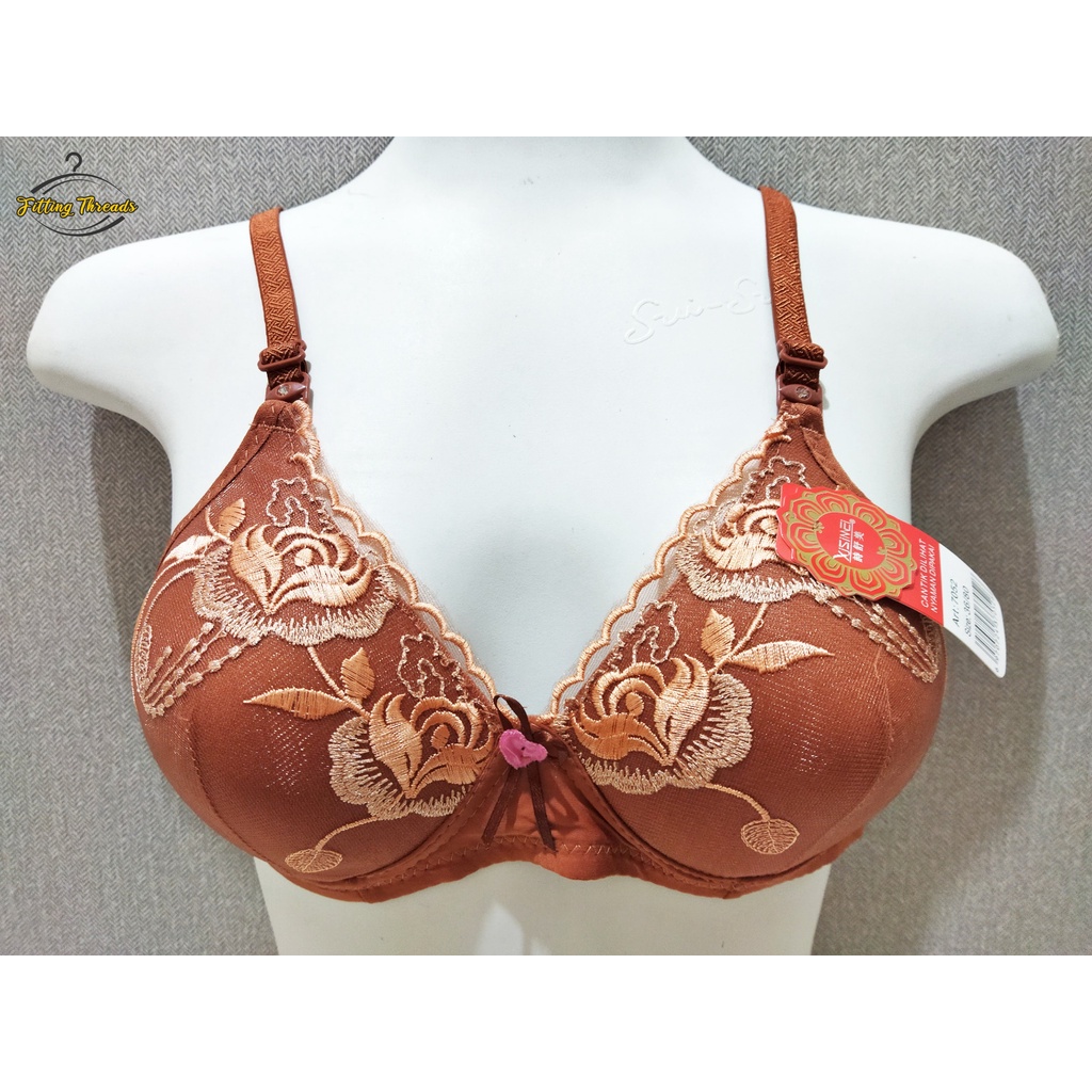 BRA BH BRUKAT RENDA BUSA TANPA KAWAT WANITA DEWASA KAIT 2 / BRA BROKAT BORDIR MOTIF BUNGA XISIMEI