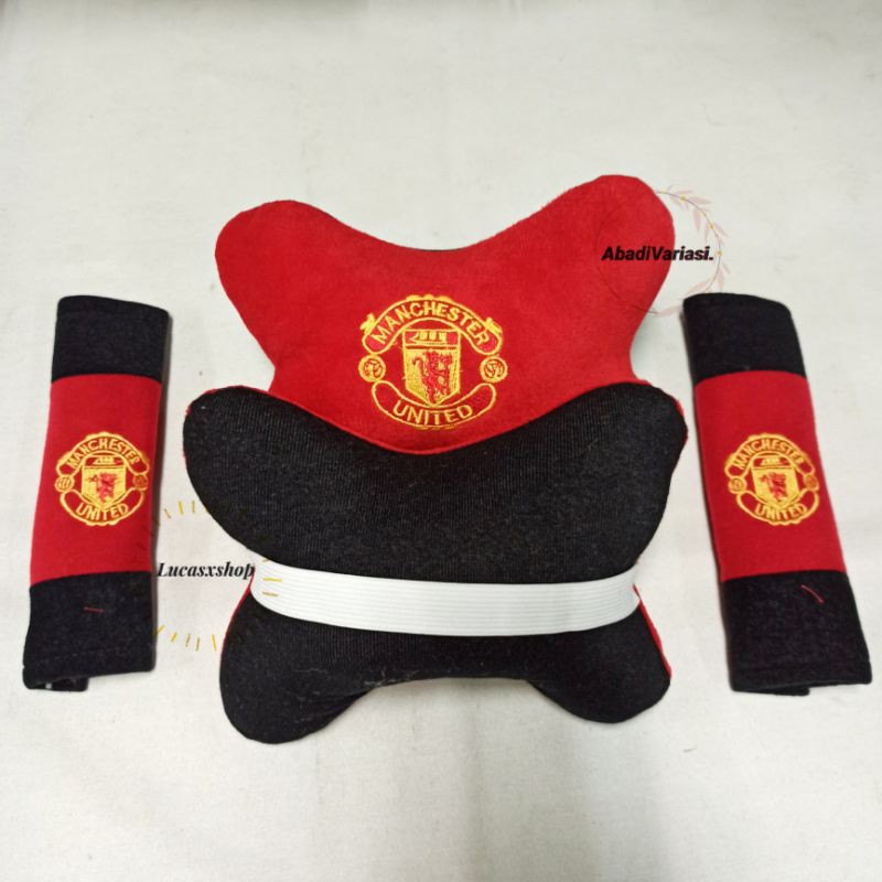 Bantal Head Rest Mobil 2 in 1 Manchester United