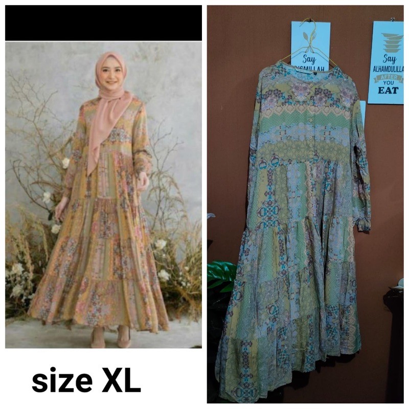 qeena midi dress heaven light ,dress heaven light , preloved heaven light , preloved qeena midi dres