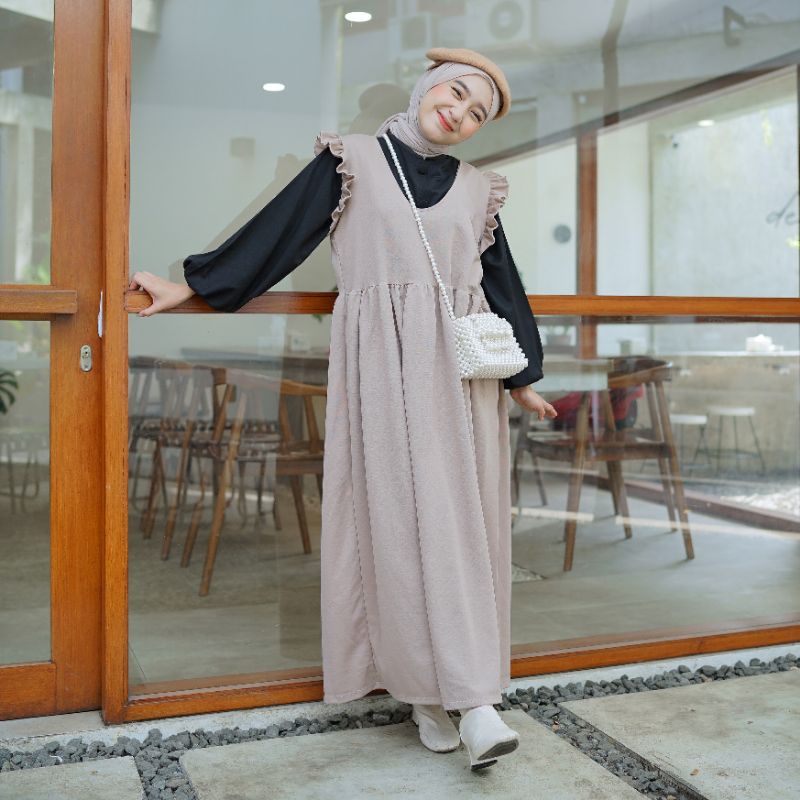 Yola Ruffle Overall Dress (Overall Saja)