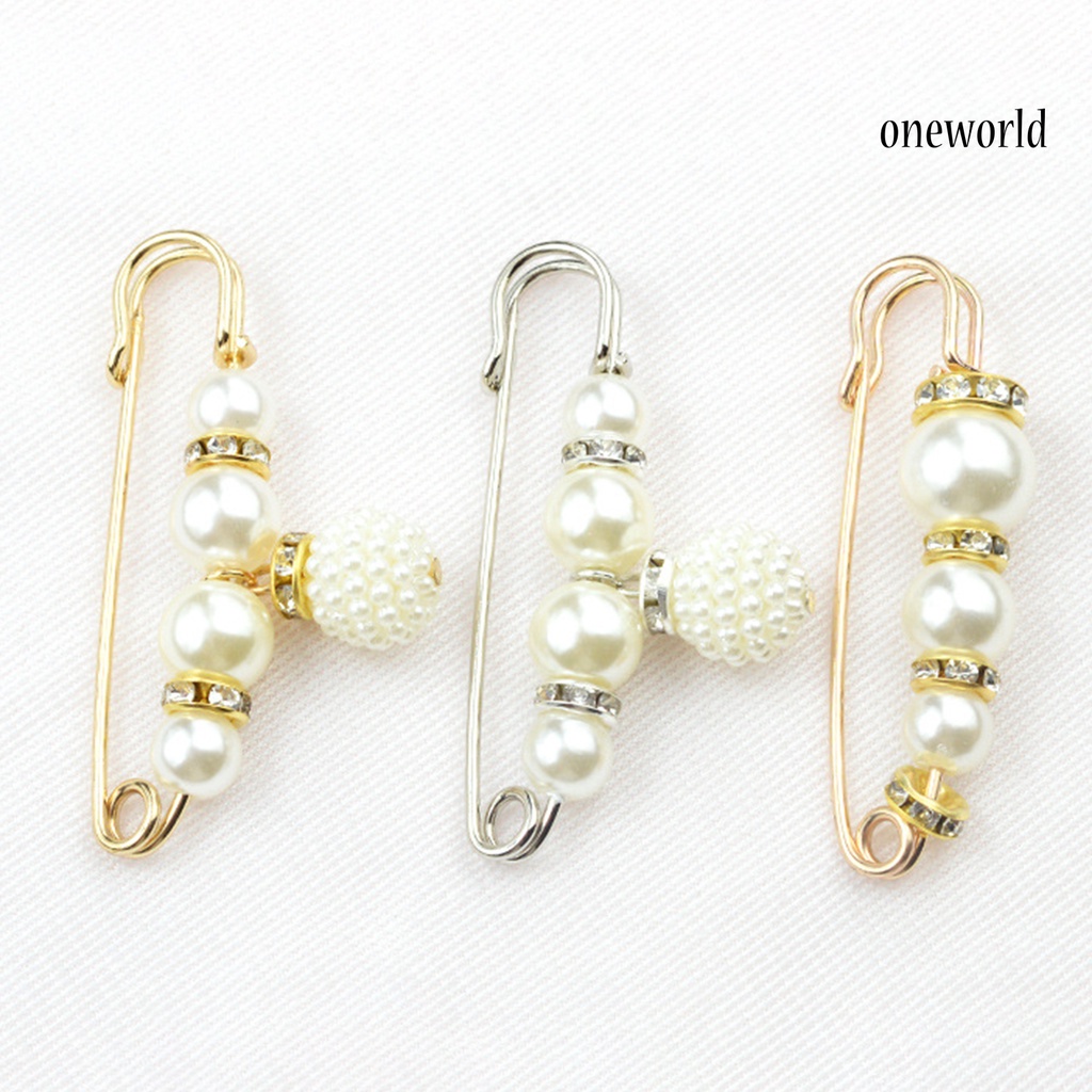 OW@ Safety Brooch Fine Workmanship Prevent Exposure Attractive Faux Pearl Women Safety Pin for Jewelry Craft