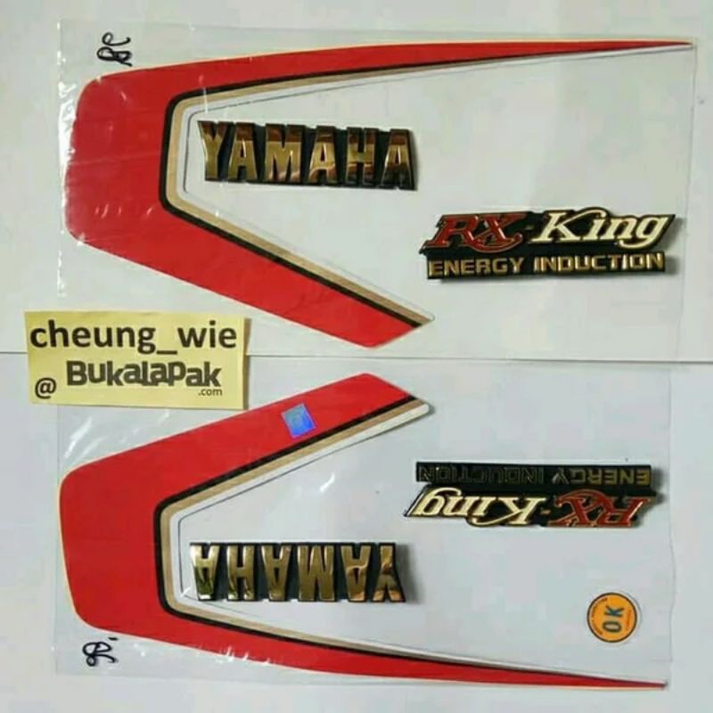 lis body/striping + Emblem Tangki Yamaha RX King cobra 1986 Merah kw super