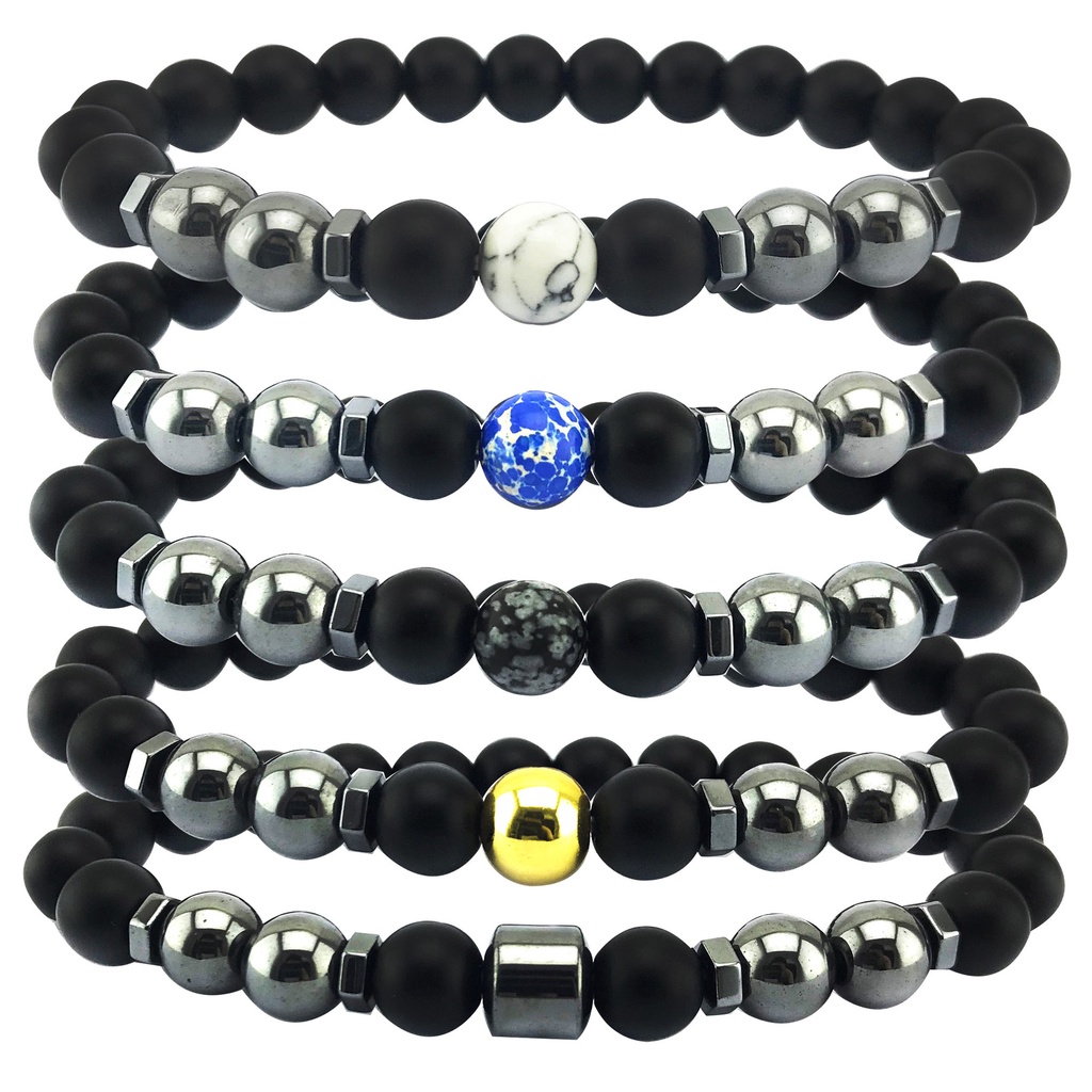 Unisex  Black Onyx Magnetic Beads Bracelet/  Stress Relief Healing Chakra Yoga Bracelet  /Popular  Ankle Bracelets /  Colourful Lucky Bracelets