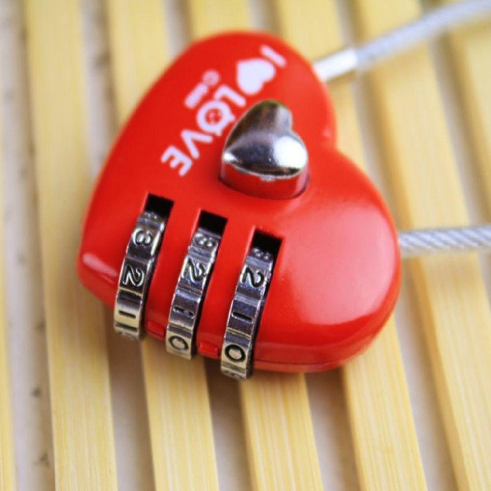 [Elegan] Lock Coded Digits Alloy Red Travel Bentuk Pernikahan Password Love Heart Lock