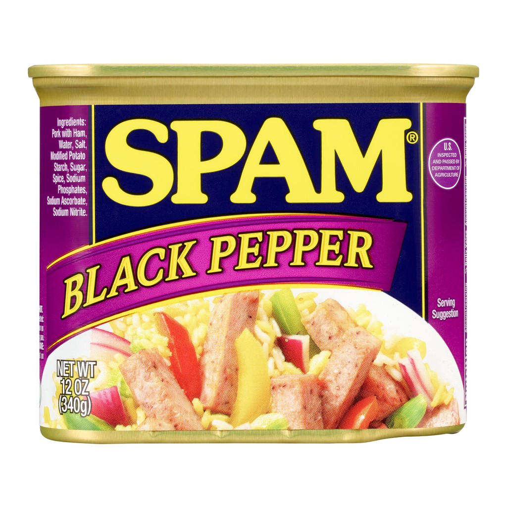

SPAM Black Pepper Canned Pork Meat Instant Quick Food Daging Babi Kaleng