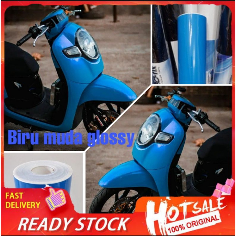 Stiker Skotlet Biru Muda Glossy Skotlet Motor Warna Biru Stiker Skotlet Motor Scoopy Scotlet Motor W