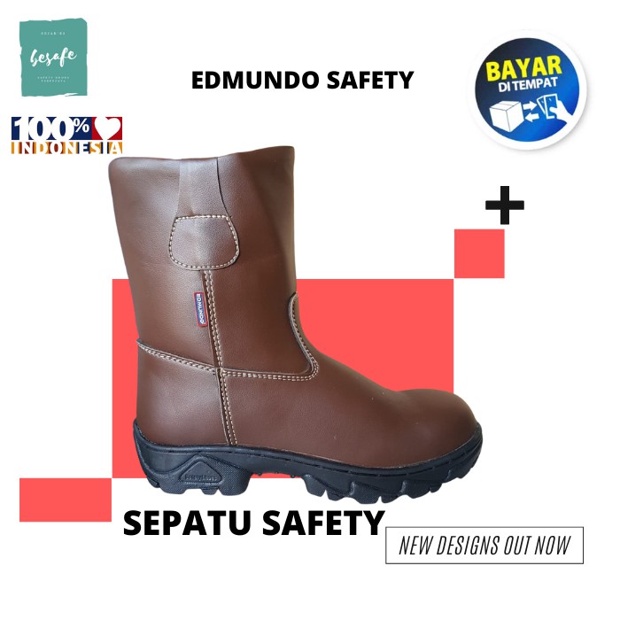Termurah Safety Boot Edmundo Boot Coklat Berkualitas-Sepatu Proyek-Sepatu Safety-Sepatu King-Sepatu