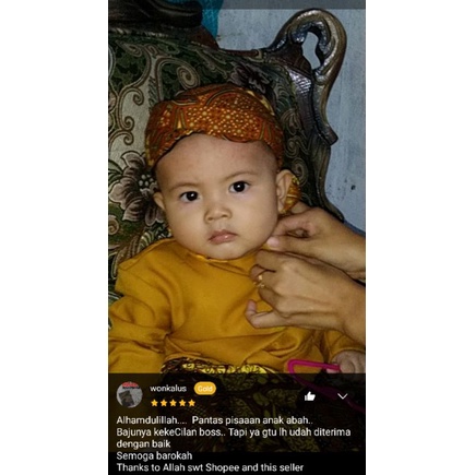 pakaian adat baju dalang anak bayi laki laki Jawa laki2 usia 7 bulan  bonus blangkon solo Jogja lak