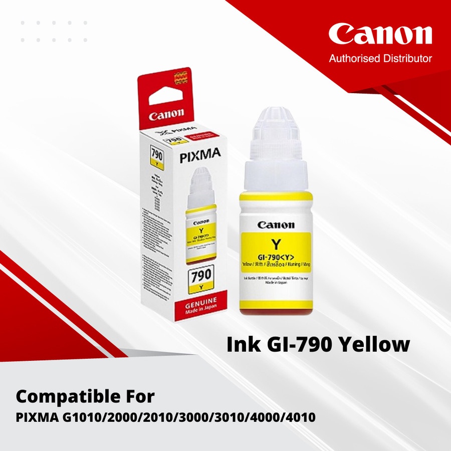 Canon Ink Bottles GI-790 Yellow Color | Warna Kuning Tinta Botol Untuk Printer G1000 G2000 G3000 G1010 G2010 G3010 G4010 - Genuine Product