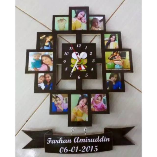 Jam Dinding Kayu Frame Pigura Foto Gift Hadiah Kado Custom Ultah Anniversary Wisuda Wedding Unik Shopee Indonesia