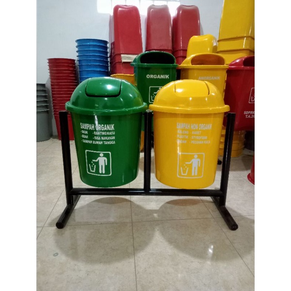 TEMPAT SAMPAH FIBERGLASS BULAT 50 L , tempat sampah , tempat sampah outdoor