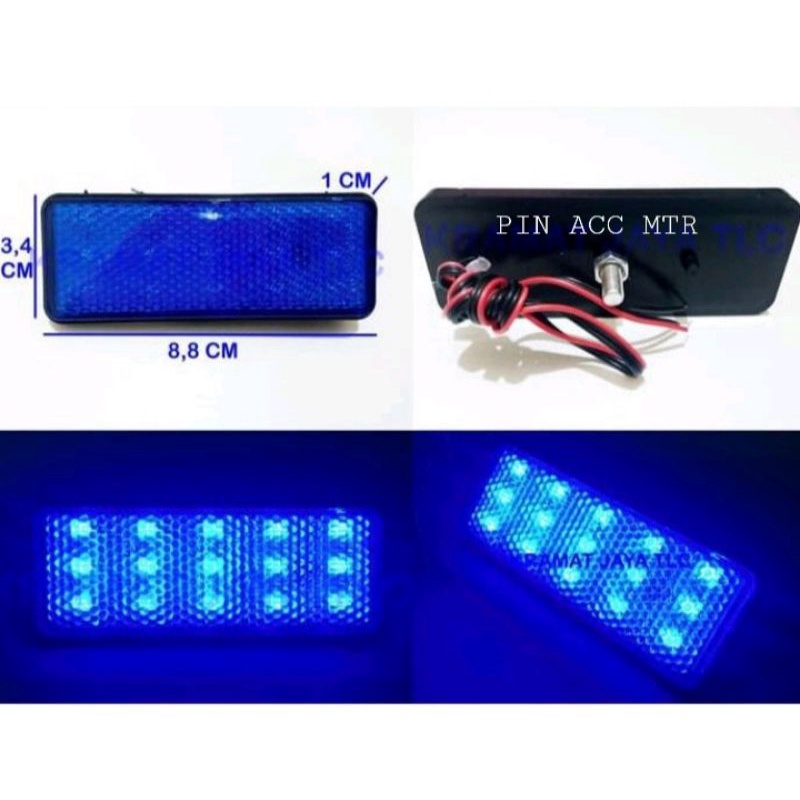 Lampu Mata Kucing Kotak Merah/Biru 2 Mode Standby Kedip Universal