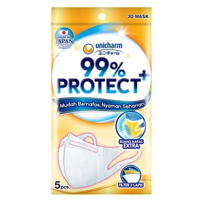 Masker Unicharm 99% Protect+ 3D Mask - isi 5 pcs