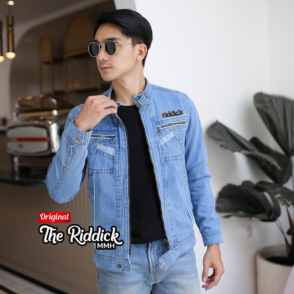 TURUN HARGA ! JAKET JEANS DENIM SLETING PRIA THE RIDDICK - JAKET JEANS PRIA - JAKET DENIM MURAH