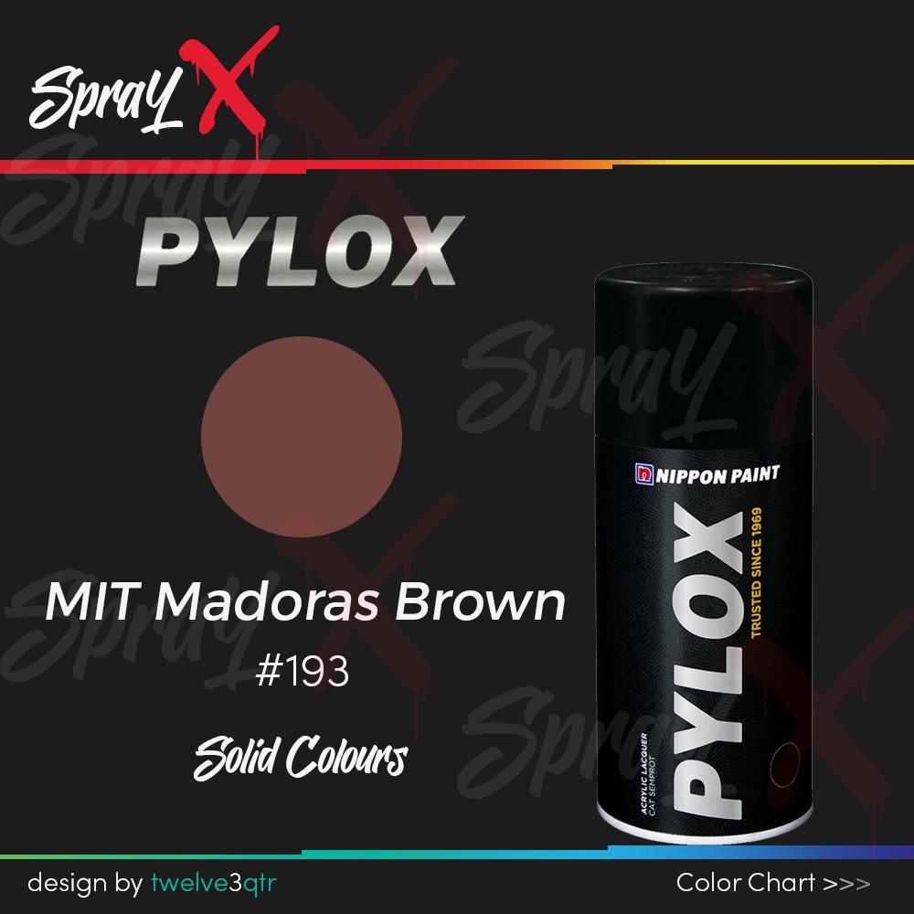 

PYLOX SOLID MIT MADORAS BROWN 193 / COKLAT STANDAR #193 300ML - CAT SEMPROT / SPRAY PAINT / PILOX