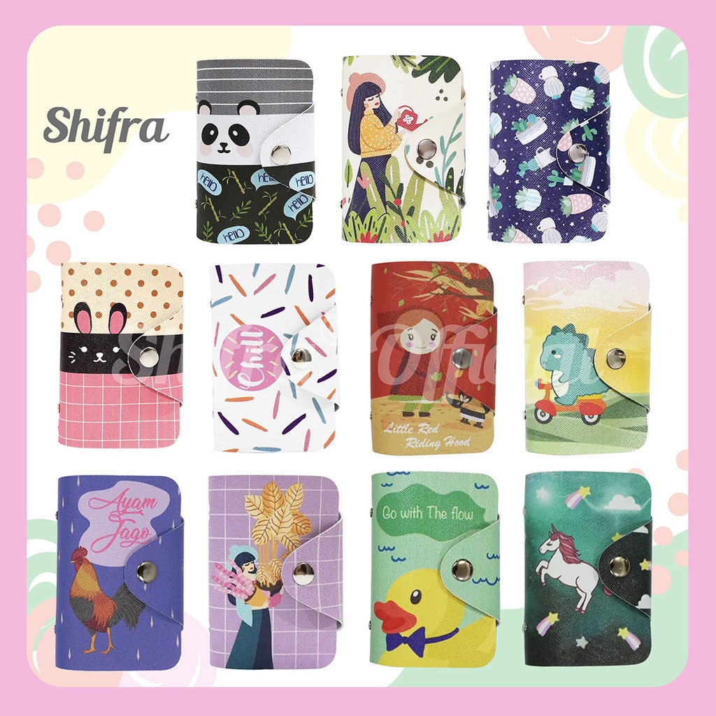 Shifra Card Holder Mika 20 Lembar untuk 40 Slot Kartu Dompet Kartu Wanita Motif Unik