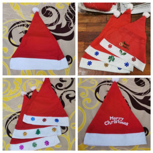 Topi natal santa xmas lampu head polos hiasan freesize christmas gift gereja brudu grosir bagus anak