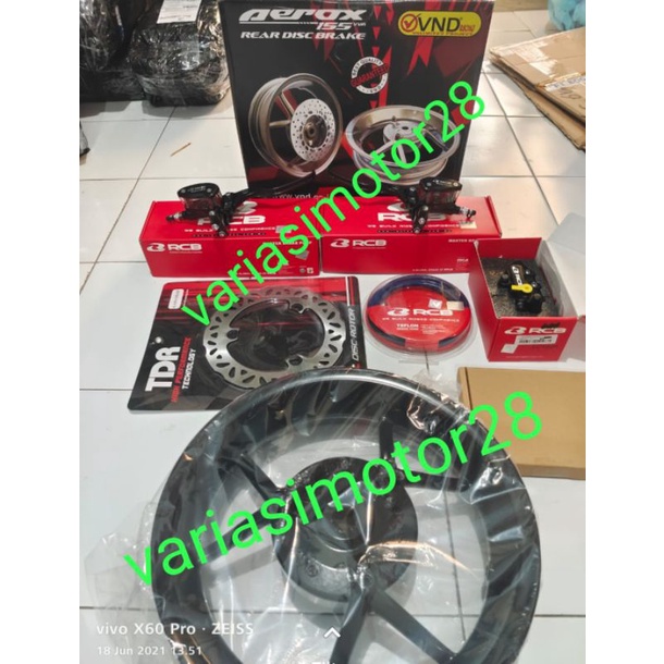 PAKET VELG BELAKANG AEROX 155 DOUBLE DISC CAKRAM / VELG  VND BELAKANG AEROX DOUBLE DISC