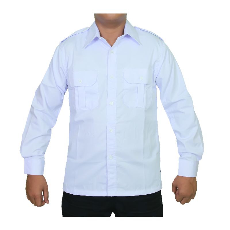 Baju Pdl Tangan Panjang Polos Kemeja Hitam Putih Biru Dongker Nevi Merah Seragam Kerja Kantor