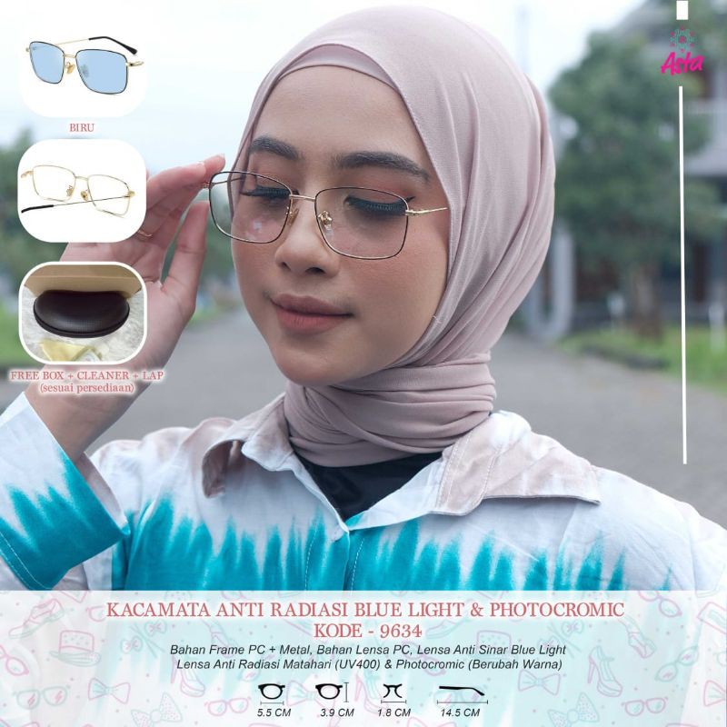 KACAMATA ANTI RADIASI BLUE LIGHT & PHOTOCROMIC KODE 9634 ASTA