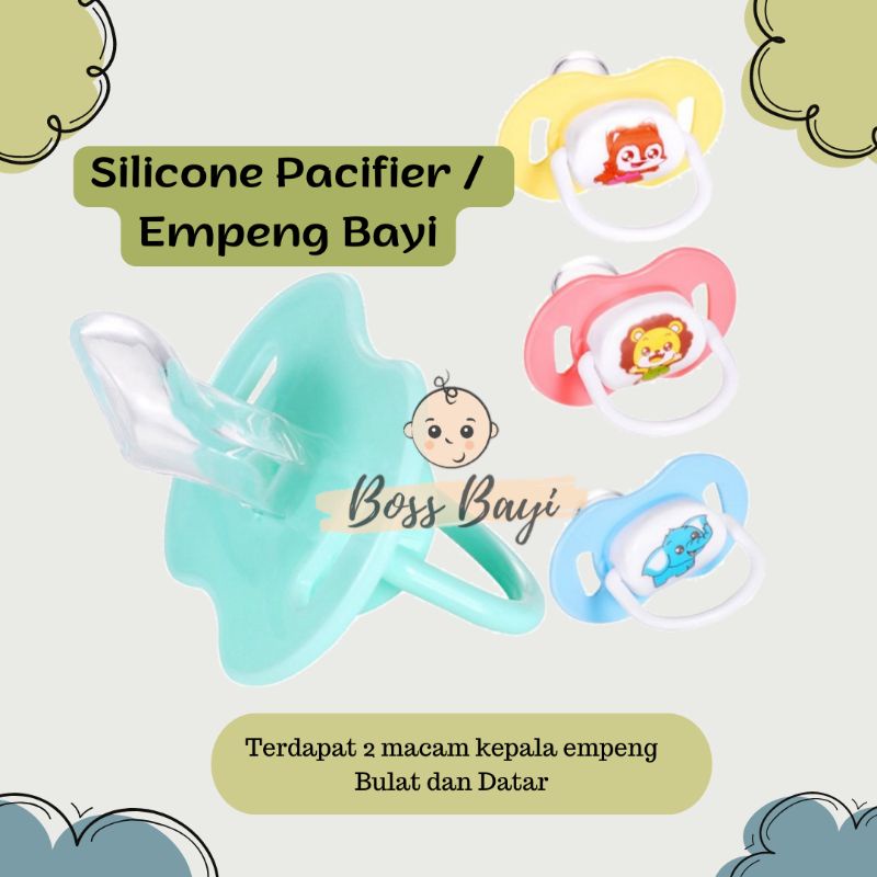 BOSS BAYI - Silicone Pacifier / Empeng Bayi Kepala Bulat atau Datar