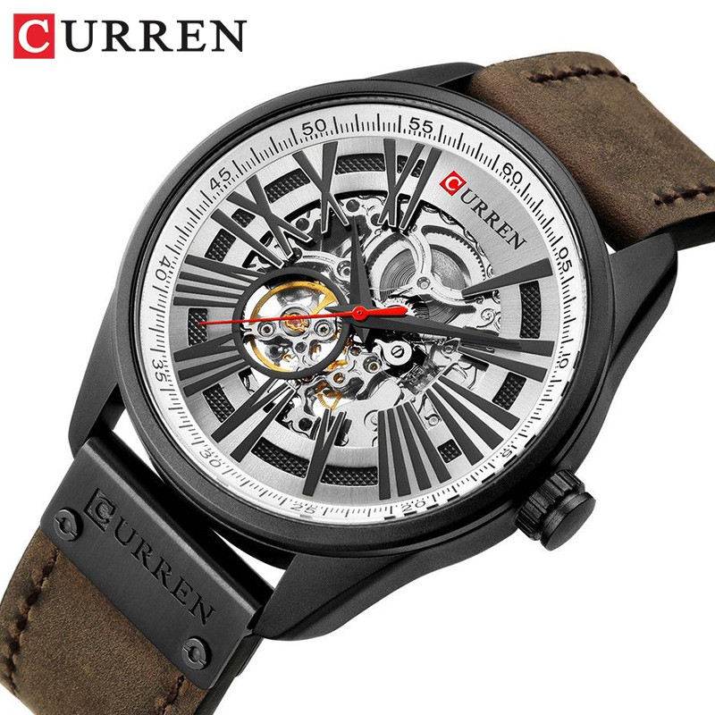 CURREN 8299 Jam Tangan Pria Automatic Analog Tali Kulit WATCHKITE WKOS