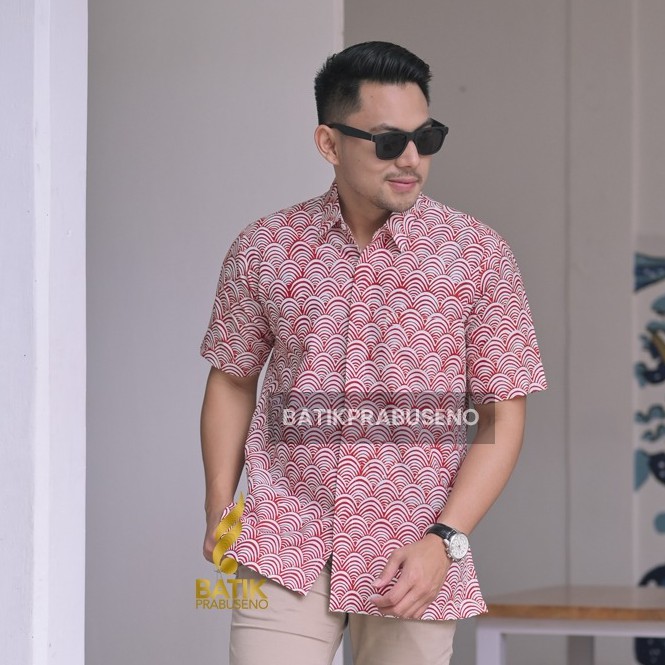 PRABUSENO // Sasmita Kemeja Batik Pria Lengan Pendek Slim Fit Slimfit Original Ori Asli Prabuseno Fu