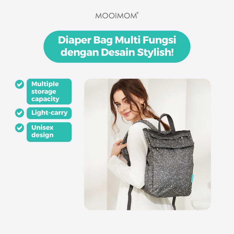 MOOIMOM STARLET DIAPER BAG (TAS TRAVELING BAYI) TAS PERLENGKAPAN BAYI DIAPER BAG