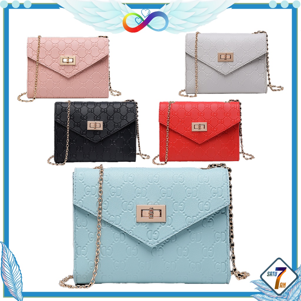 Tas Selempang Wanita Korea Fashion Style Tas Bahu Sling Bag Kulit PU Murah Import Satu7an T74