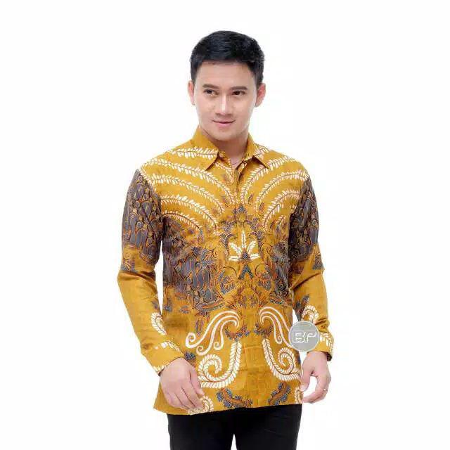 Aljazvian Kemeja Batik Premium Semi Sutra Jenis Silky Halus Keren Tersedia Ukuran Jumbo M L Xl Xxl G