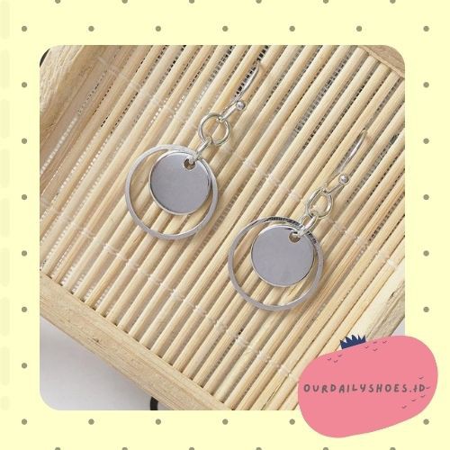 ★ODS★ FA53 Anting Gantung  Panjang Model Bulat Bahan Metal Vintage Untuk Wanita