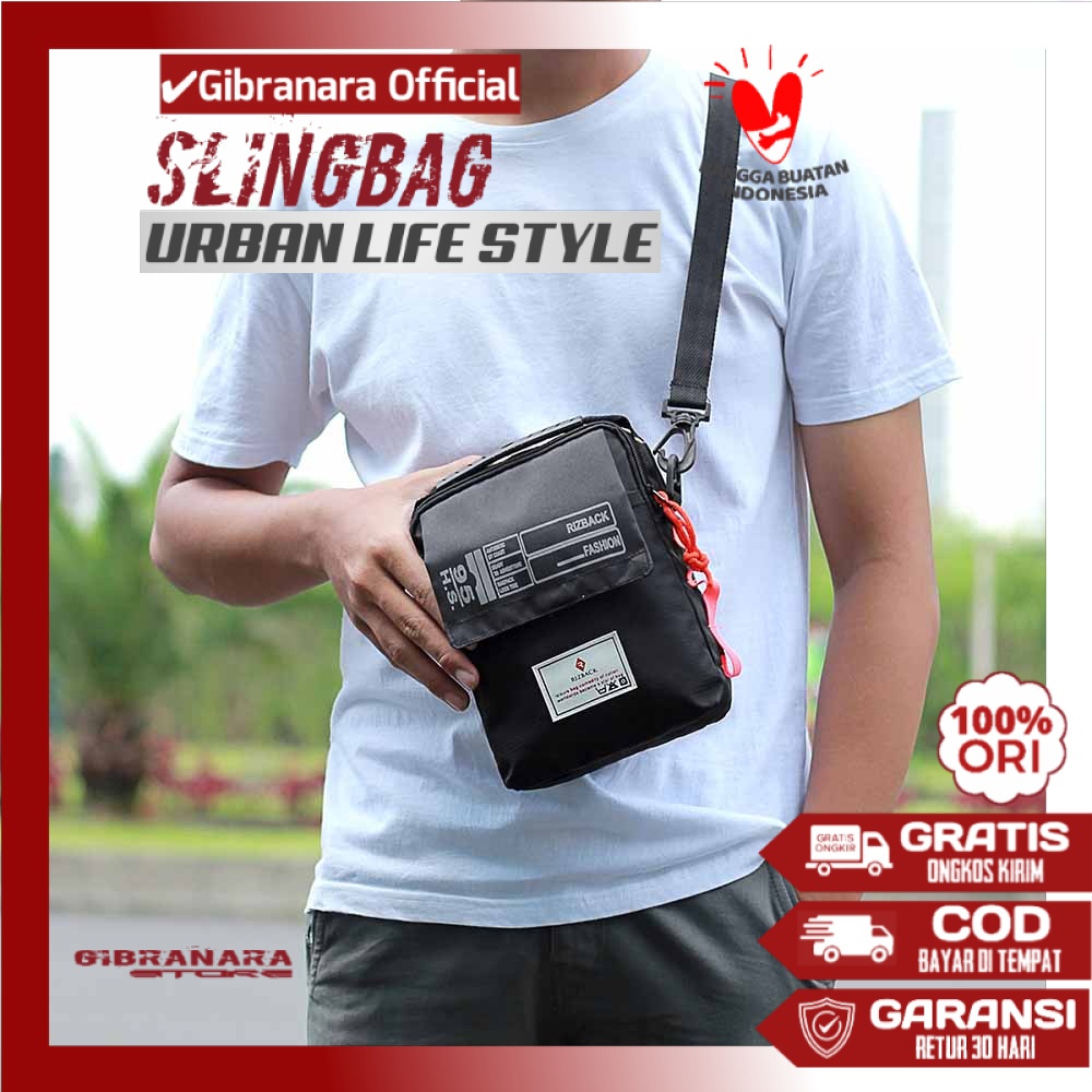 Tas Mini Gantung Slingbag  Selempang Slempang Bahu Samping Ping Gang HP Kecil  Pria Laki Cowo Cowok