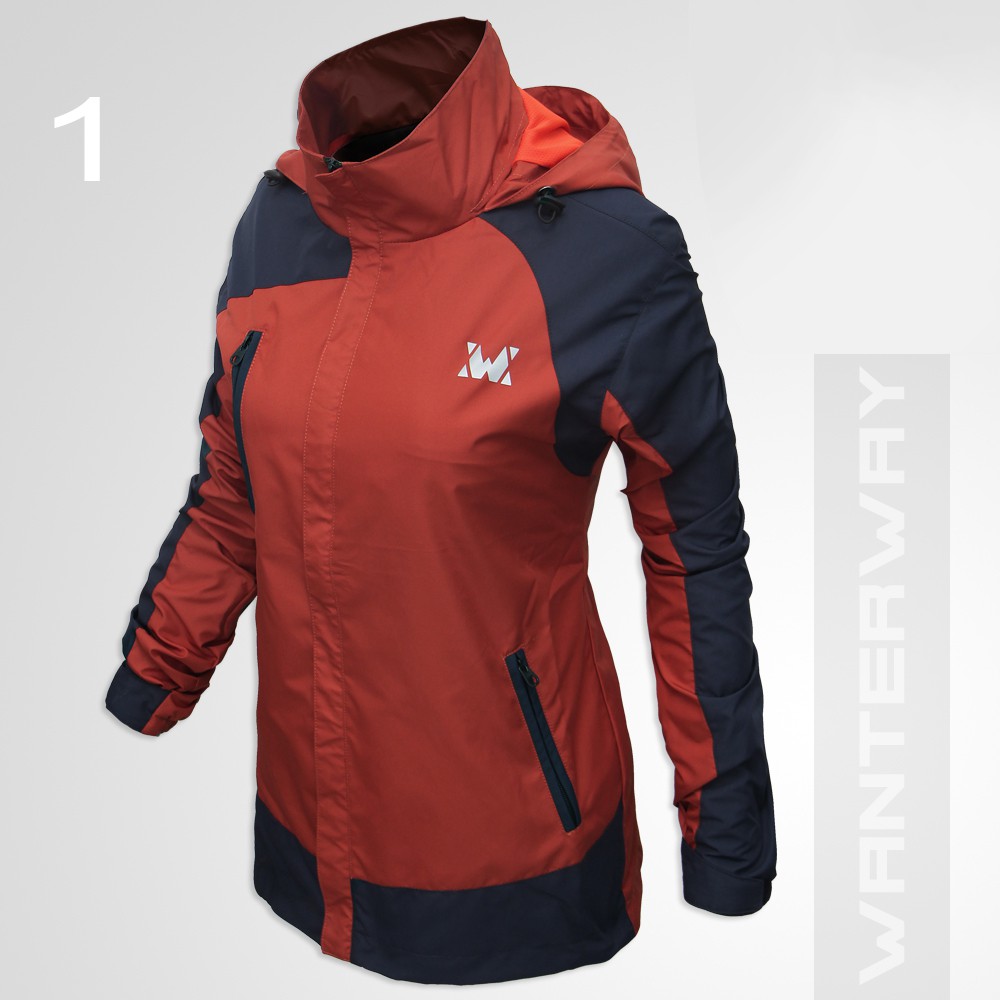 jaket wanita gunung outdoor waterproof | jaket cewe | jaket motor-Orange Bata