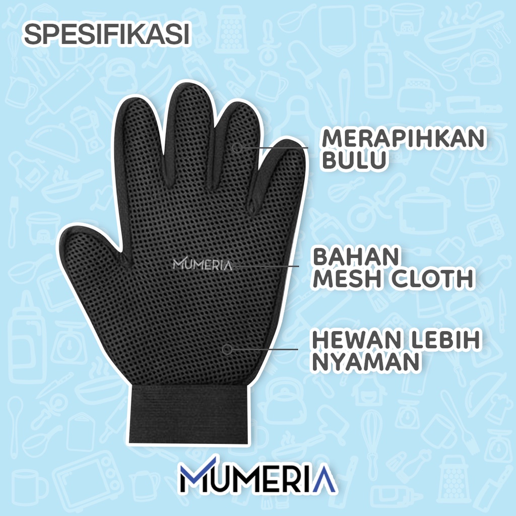 True Touch Pet Glove Sarung Tangan Sikat Mandi Silikon Pemijat Pembersih Bulu Rontok Anjing Kucing