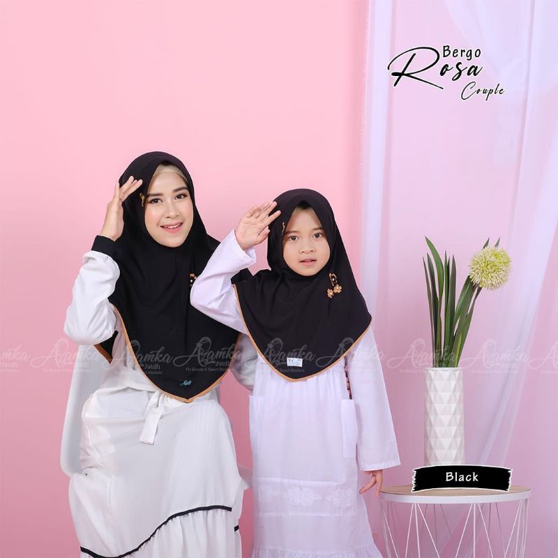 READY BERGO COUPLE ROSA MOM & KIDS by Azamka Faidh Hijab - Matterial Jersey High Twist