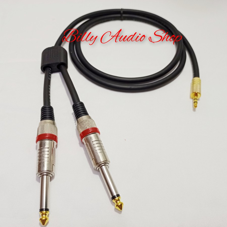 Kabel Audio Akai Mono 2 cabang ke Mini stereo 4-6 Meter