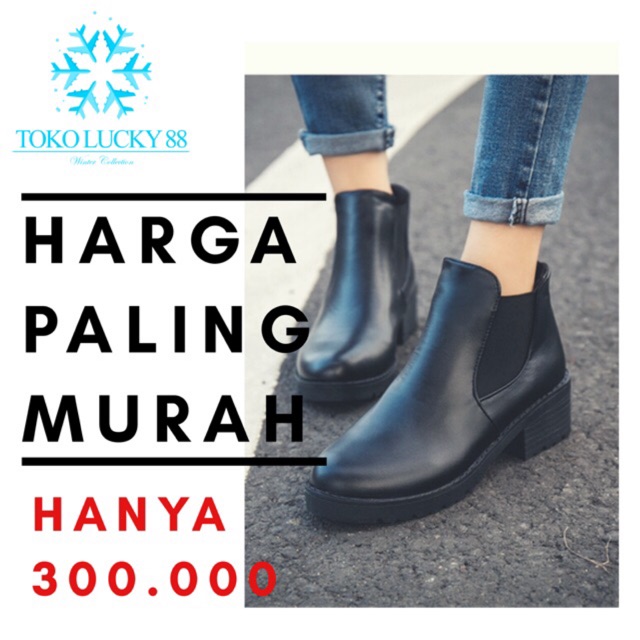 IMPORT Flash Sale cuci gudang Boots Leather Ankle Sepatu Boots Kulit Boots Leather Ankle