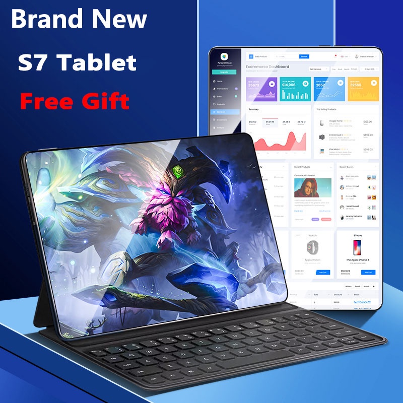 2023 Baru Android Tablet PC S7 Tab Asli Smart S8 Tablet PC 6 GB + 128 GB Android Dual SIM Belajar Tablet PC