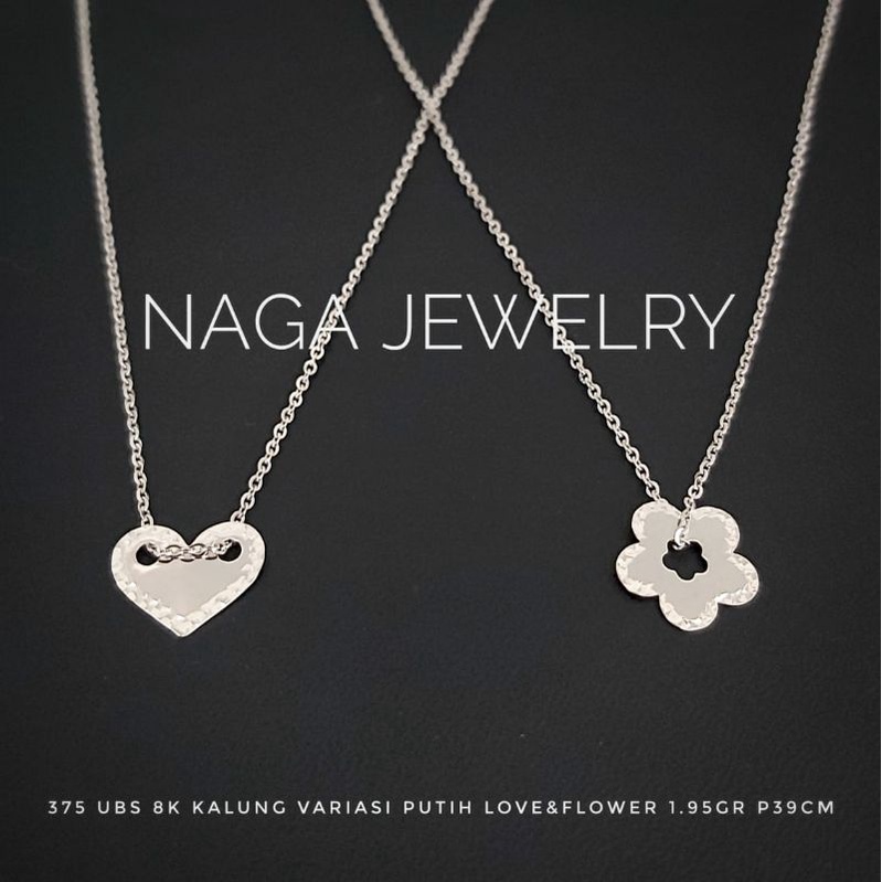 KALUNG PUTIH EMAS LOVE & FLOWER P 39 CM EMAS 375