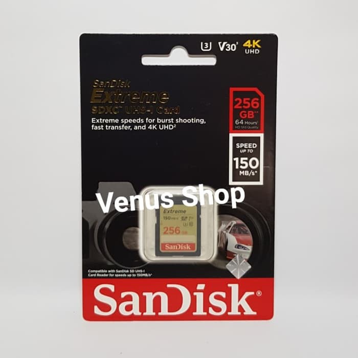 spv97 Sandisk SD CARD EXTREME 256GB 150mbs sdcard extreme 256 GB 150 MBPS