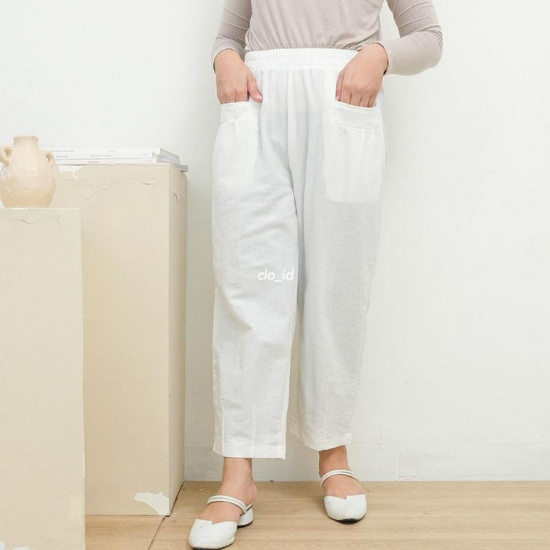 CELANA WANITA KULOT WILLOW PANTS  BAWAHAN  KEKINIAN-Putih