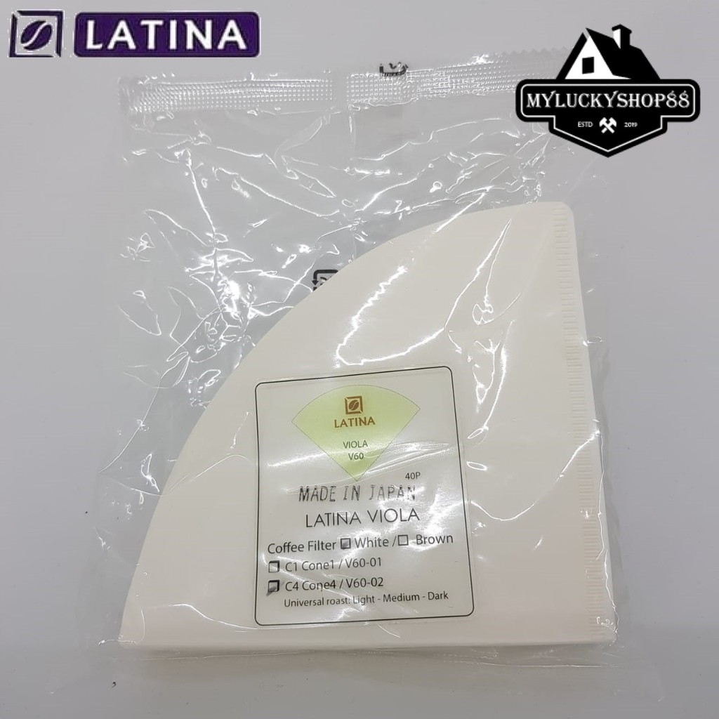 Latina Viola V60 02 Coffee Paper Filter 40P Putih Saringan Kopi Japan