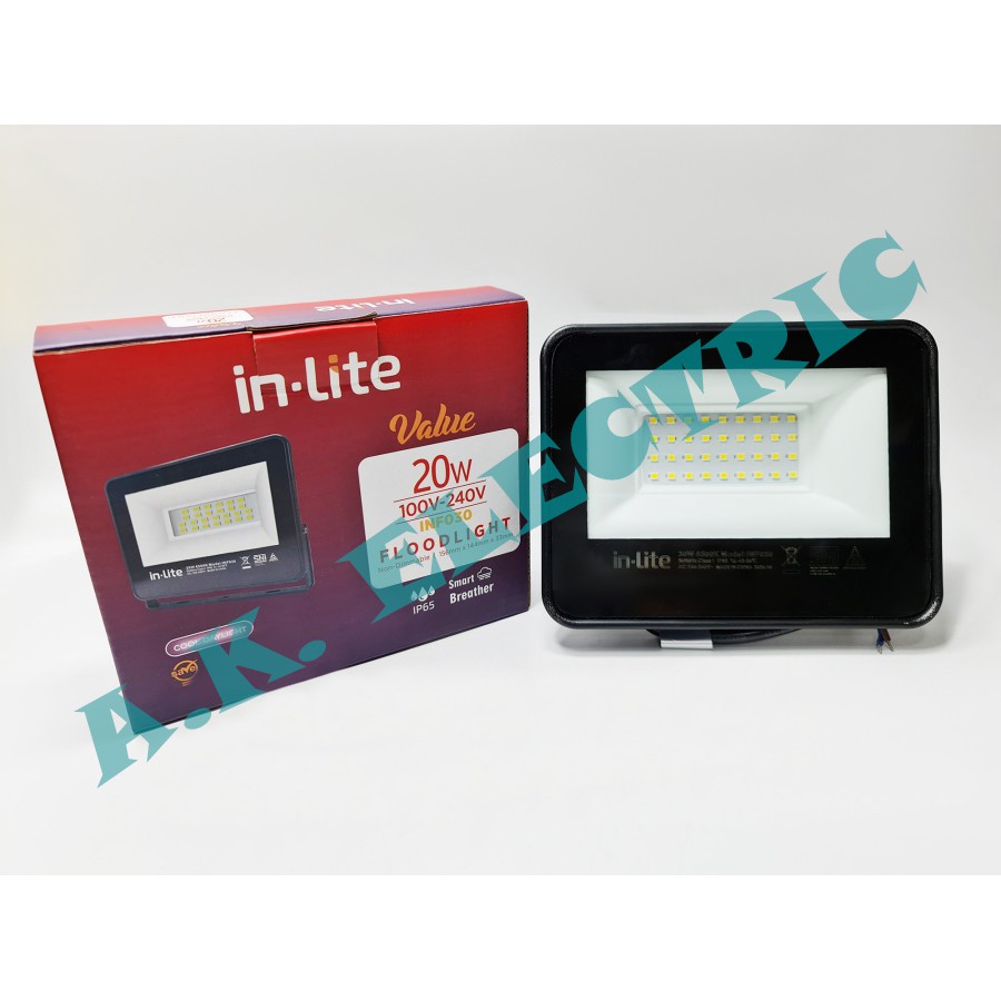 LAMPU SOROT FLOODLIGHT LED INLITE VALUE 20W 20 WATT - INF030 - Putih