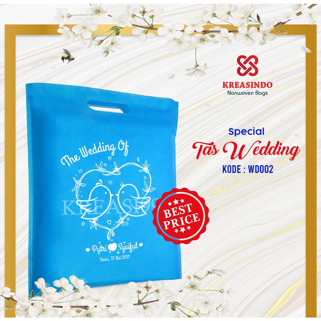 

Souvenir Wedding Tas Spunbond Mesin Plong 30x25x10cm SABLON WD002 MURAAH & HIGH QUALITY!!