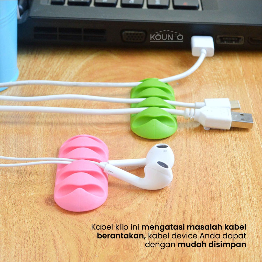 Klip Kabel Organizer Tempel Penjepit Kabel Charger HP USB Headset Earphone Gadget Clip Holder 5 Slot